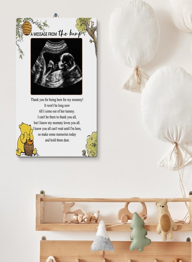 Hatzelou Winnie Baby Shower Sign Picture Frame, A Message From The Bump Sonogram Picture Frame, Cute Bear Decor Baby Shower Gender Reveal, Pregnancy Milestone Keepsake 4.3 * 5.3 IN Photos - Image 3